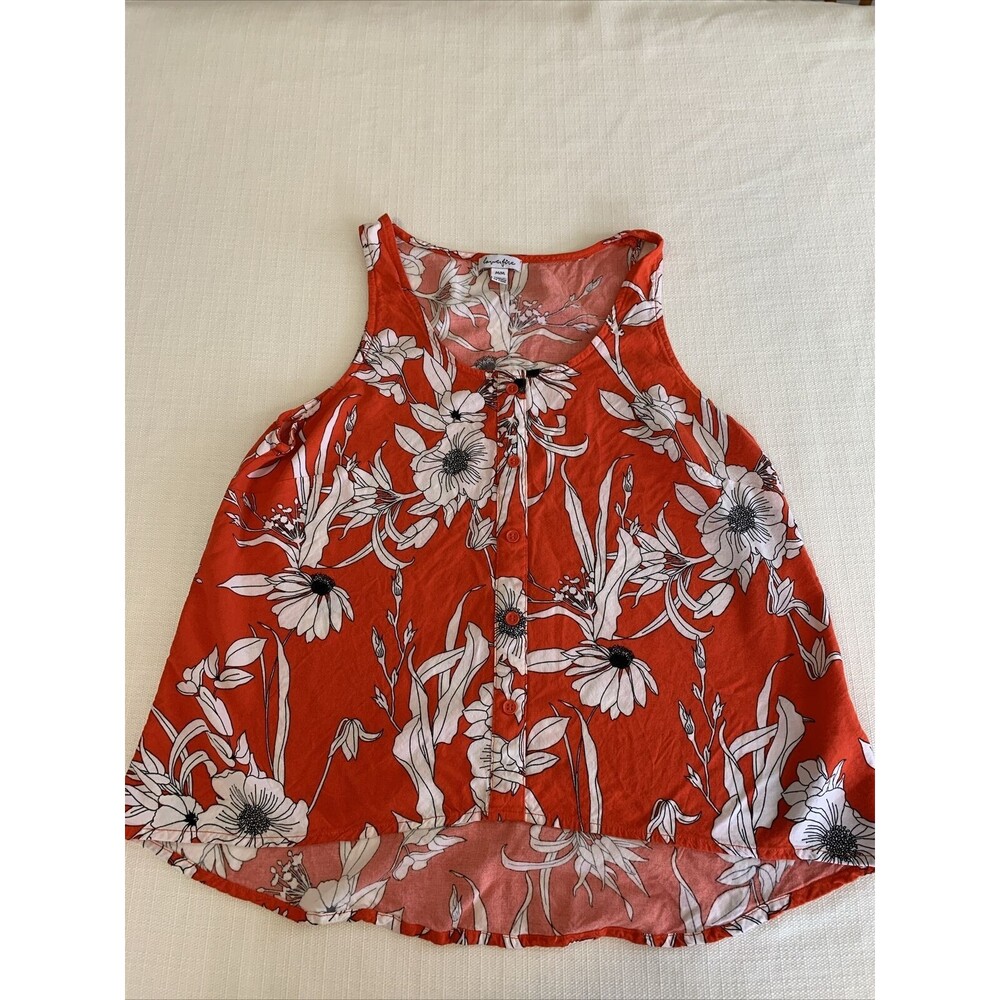 Lover Fire Shirt‎ Women’s Sleeveless White Red White Floral Medium Tank Top